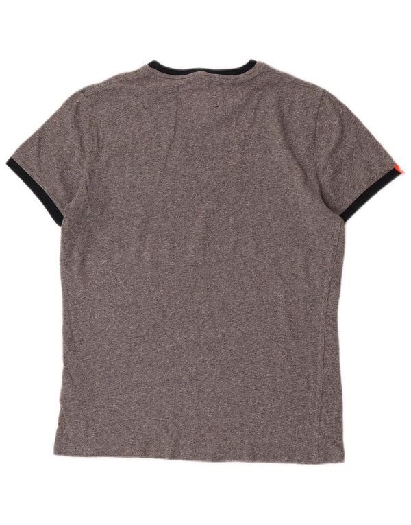 Superdry Herren T-Shirt-Oberteil aus mittelgrau gefleckter Baumwolle