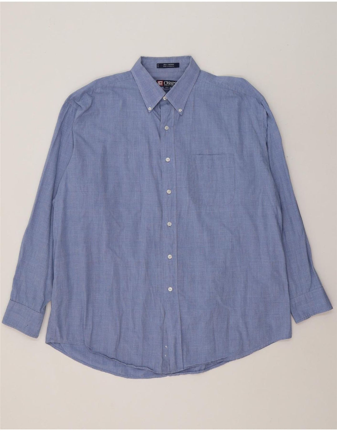 CHAPS Mens Shirt Size 17 1/2 XL Blue Cotton Vintage Chaps and Second-Hand Chaps from Messina Hembry 