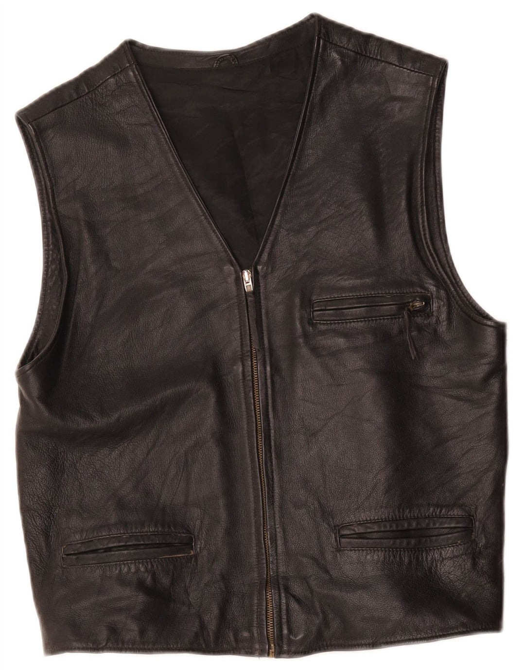 Vintage Herren Lederweste UK 36 Small Schwarz
