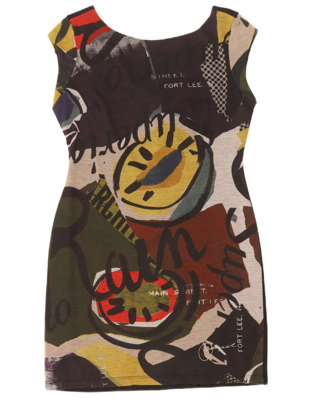 Desigual Damen Graphic Etuikleid UK 14 Large Mehrfarbig