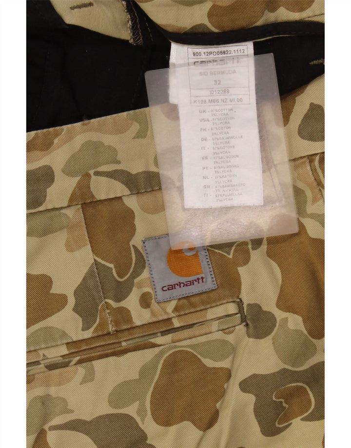 CARHARTT Herren Bermuda Chino Shorts W32 Medium Khaki Camouflage Baumwolle