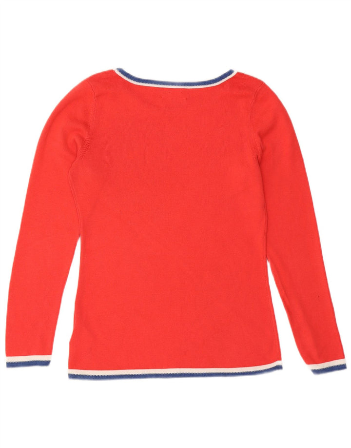 Tommy Hilfiger Damen Top Langarm UK 14 Große rote Baumwolle