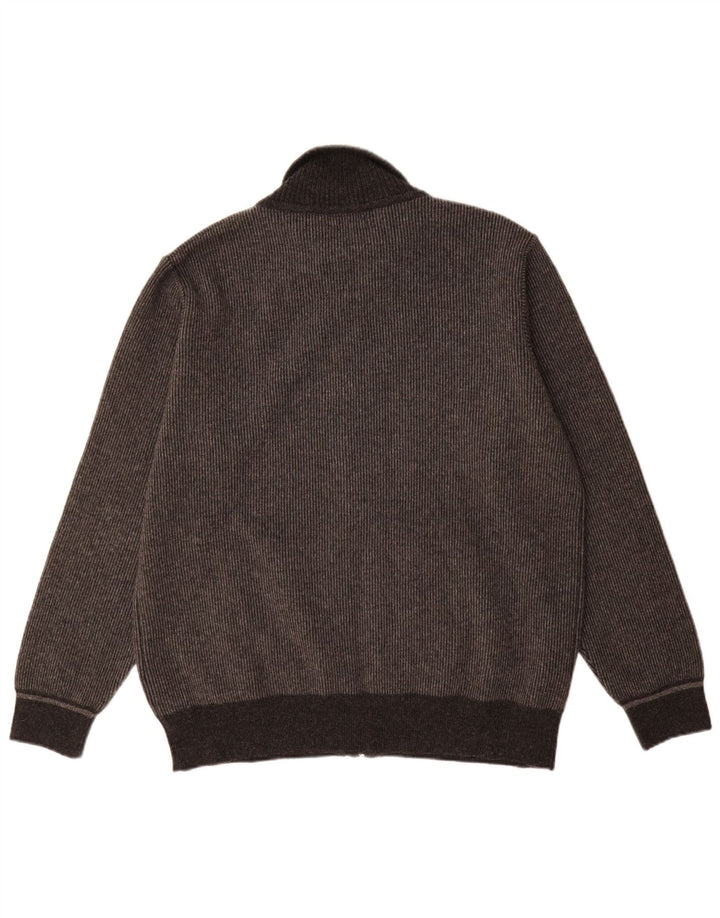 Vintage Herren-Cardigan-Pullover, groß, grau, Farbblock
