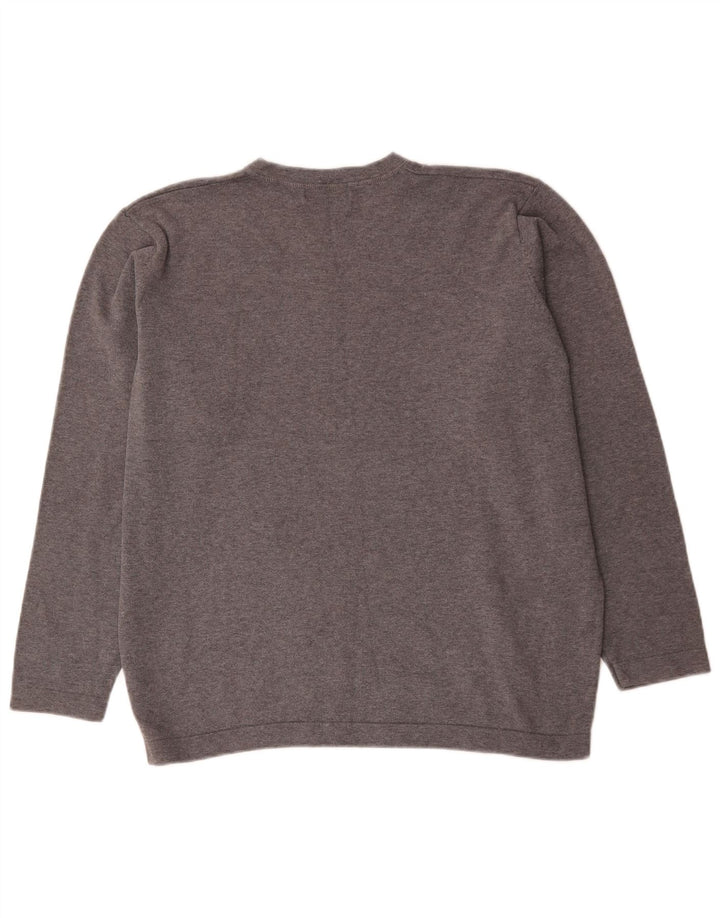 Marks & Spencer Herren-Pullover mit V-Ausschnitt, XL, graue Baumwolle