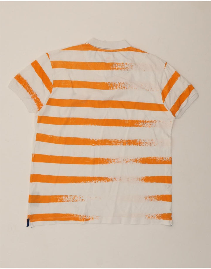 HARMONT & BLAINE Herren-Poloshirt mit schmaler Passform, 3XL, weiß gestreift, Baumwolle