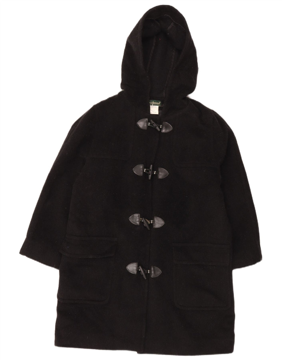Harve Benard Damen Übergroßer Dufflecoat mit Kapuze UK 16 Große schwarze Wolle
