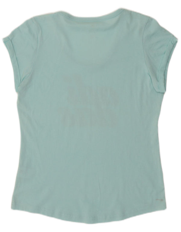 Adidas Damen Grafik T-Shirt Top UK 16 Large Türkis Baumwolle