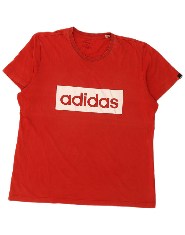 ADIDAS Herren Grafik T-Shirt Top XL Rot Baumwolle