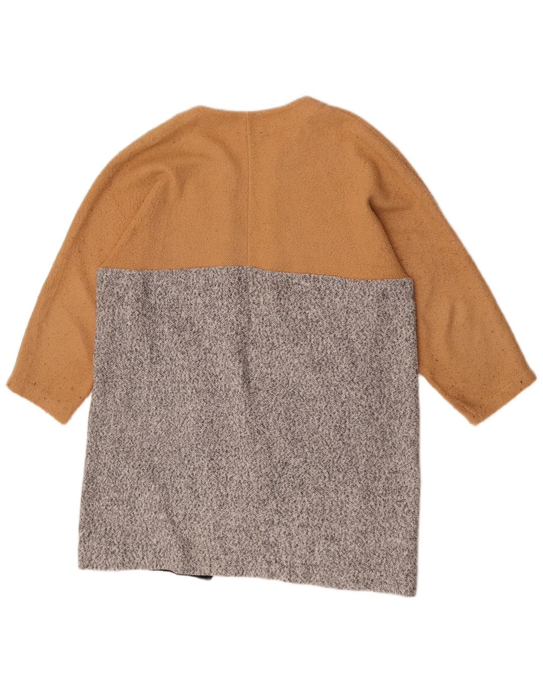Offener Damen-Cardigan von Zara, UK 14, mittelbeigefarbenes Farbblock-Polyester