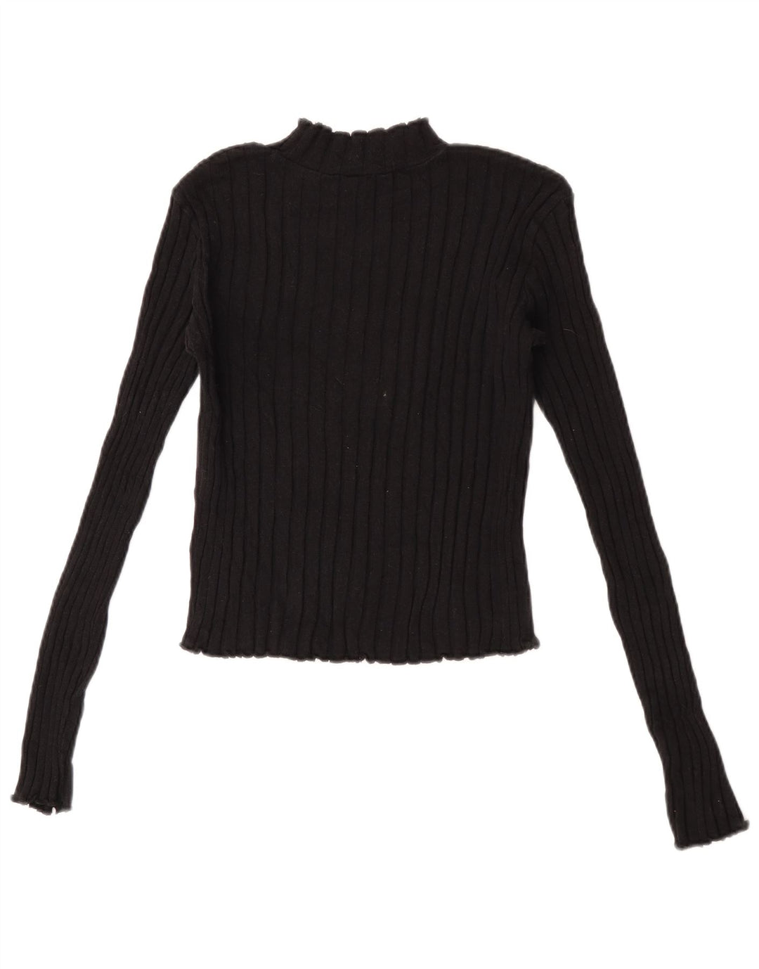 Zara Damen Crop Top Langarm UK 14 Große schwarze Baumwolle