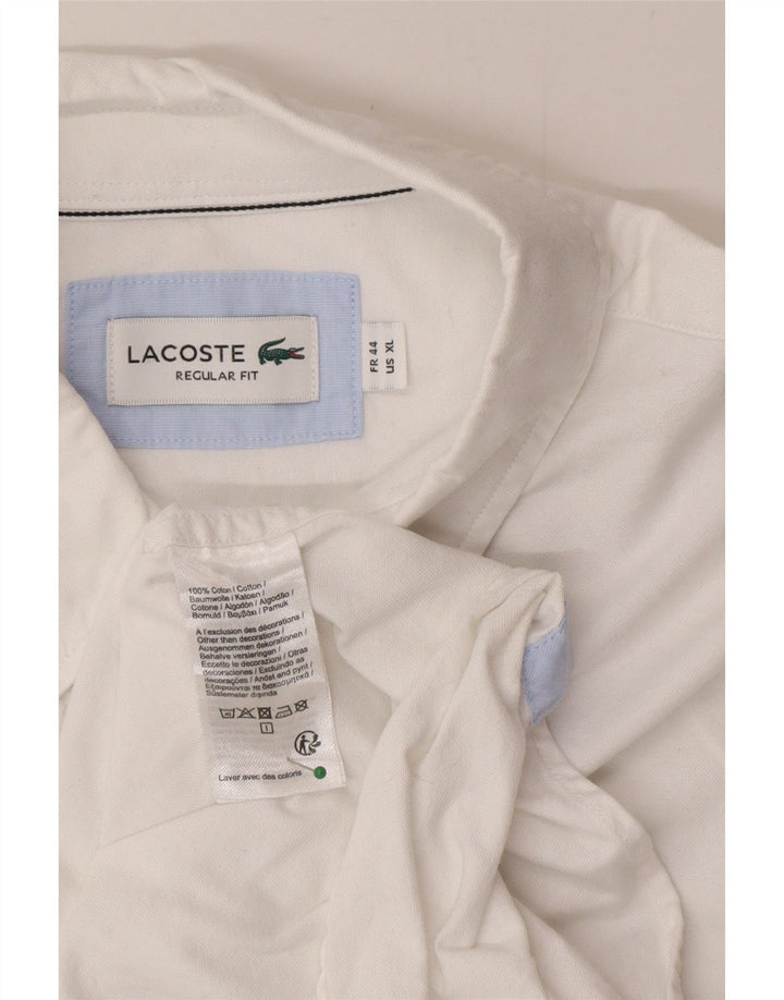 Lacoste Herren-Hemd mit normaler Passform, Größe 44, XL, weiße Baumwolle