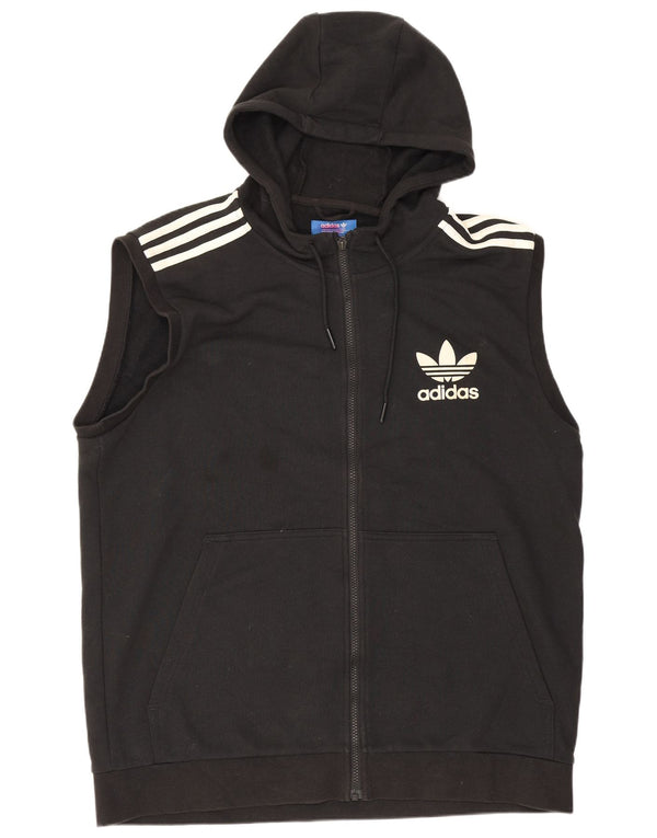 Adidas Herren ärmelloser Kapuzenpullover mit Reißverschluss, XL, schwarze Baumwolle