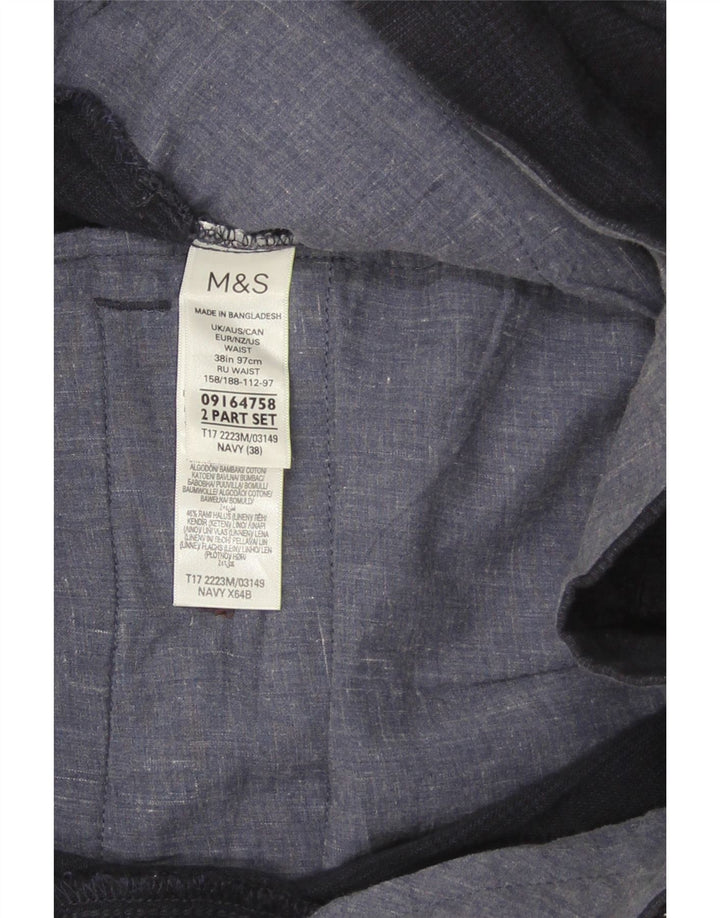 Marks & Spencer Herren Chinoshorts W38 XL Marineblau Baumwolle