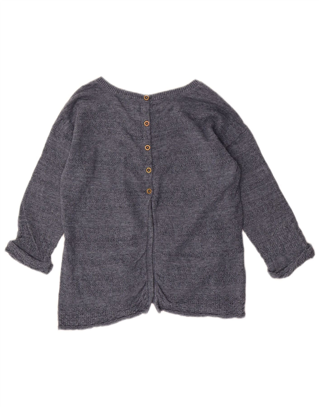 Fat Face Damen-Pullover mit Knopfleiste hinten und U-Boot-Ausschnitt, Gr. 8, Marineblau