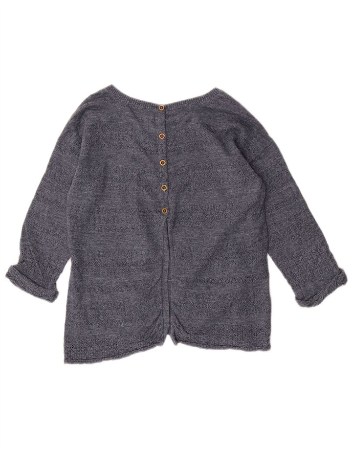 Fat Face Damen-Pullover mit Knopfleiste hinten und U-Boot-Ausschnitt, Gr. 8, Marineblau