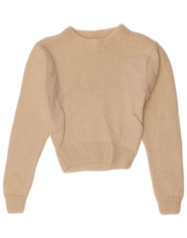 Vintage Mädchen Rollkragenpullover Pullover 6-7 Jahre Off White