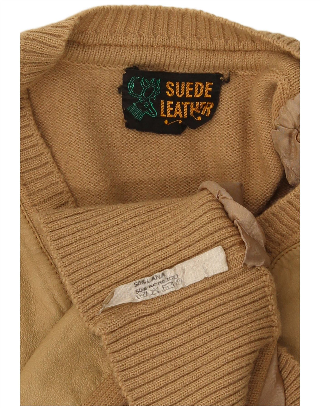 Vintage Herren Pullover mit V-Ausschnitt, kleine beige Wolle