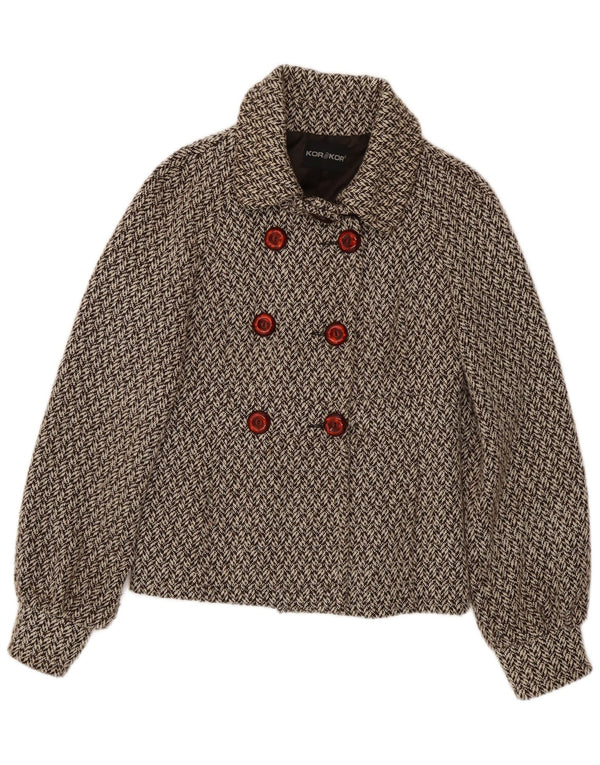 Kor@Kor Damen Pea Coat IT 44 Mittelbraunes Fischgräten-Polyester