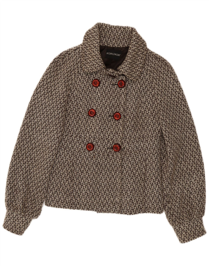 Kor@Kor Damen Pea Coat IT 44 Mittelbraunes Fischgräten-Polyester