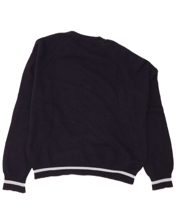 Lee Damen-Pullover mit grafischem Rundhalsausschnitt, groß, marineblaue Wolle