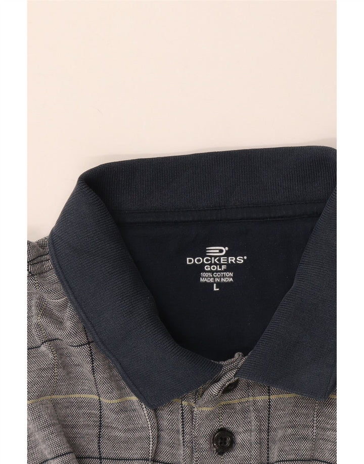 Dockers Herren Rugby-Poloshirt, groß, blau kariert, Baumwolle
