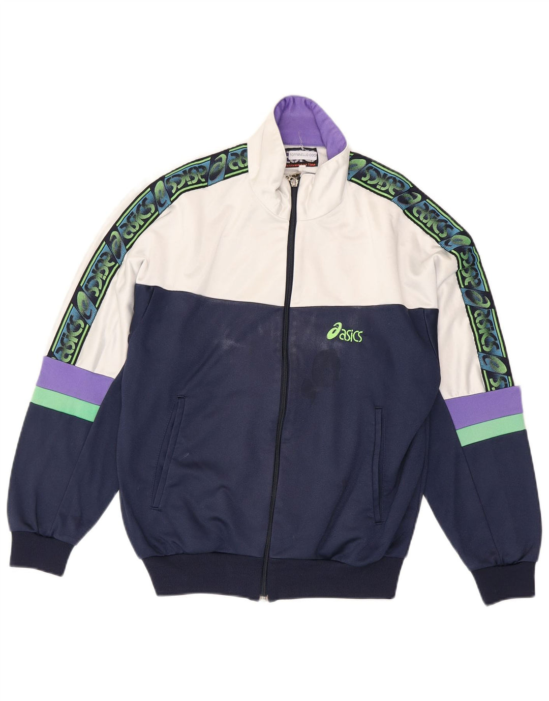 Asics Herren-Trainingsanzugoberteil mit Grafik, IT 46, Größe S, Marineblau, Farbblock