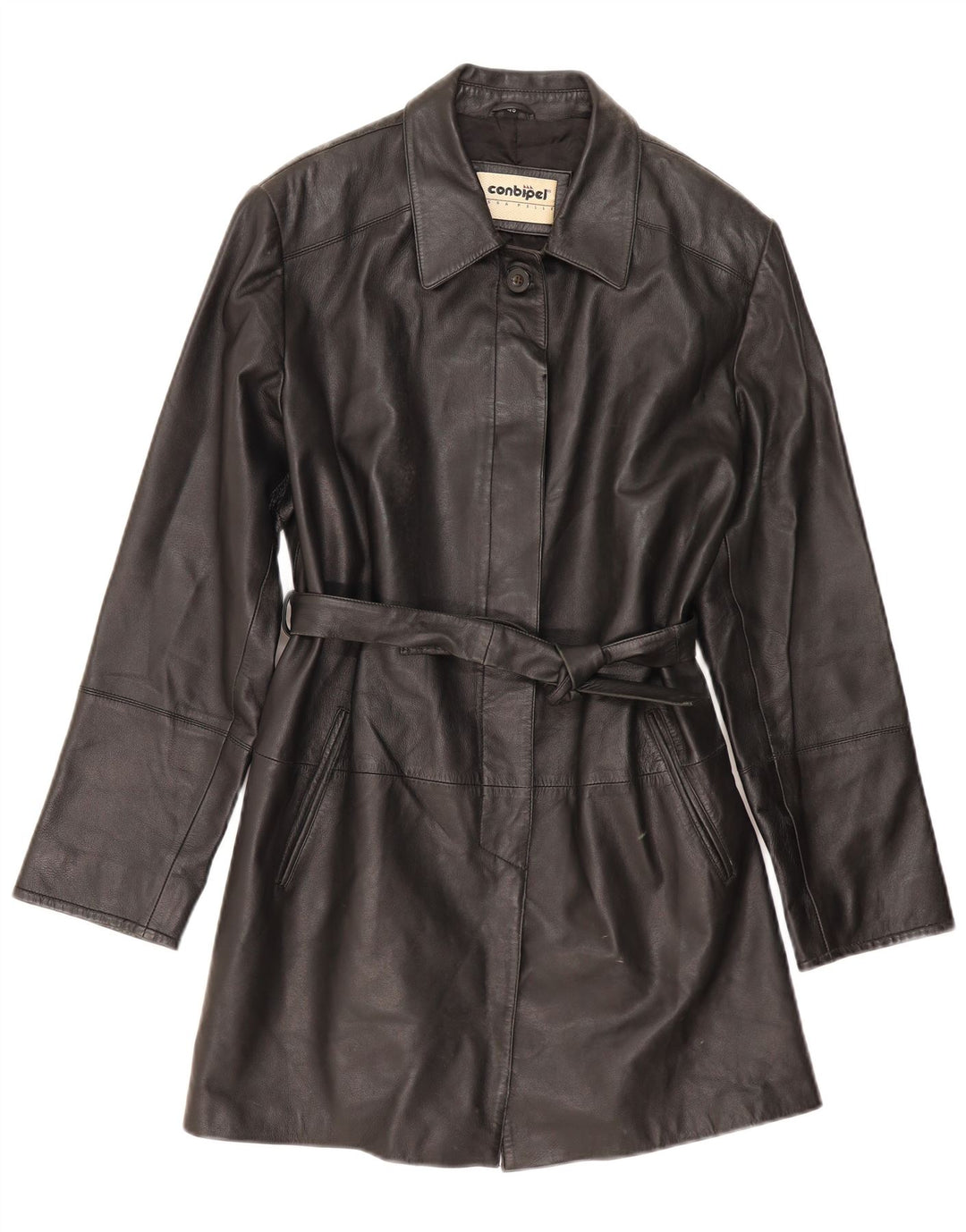 Conbipel Damen Ledermantel IT 48 XL Schwarzes Leder