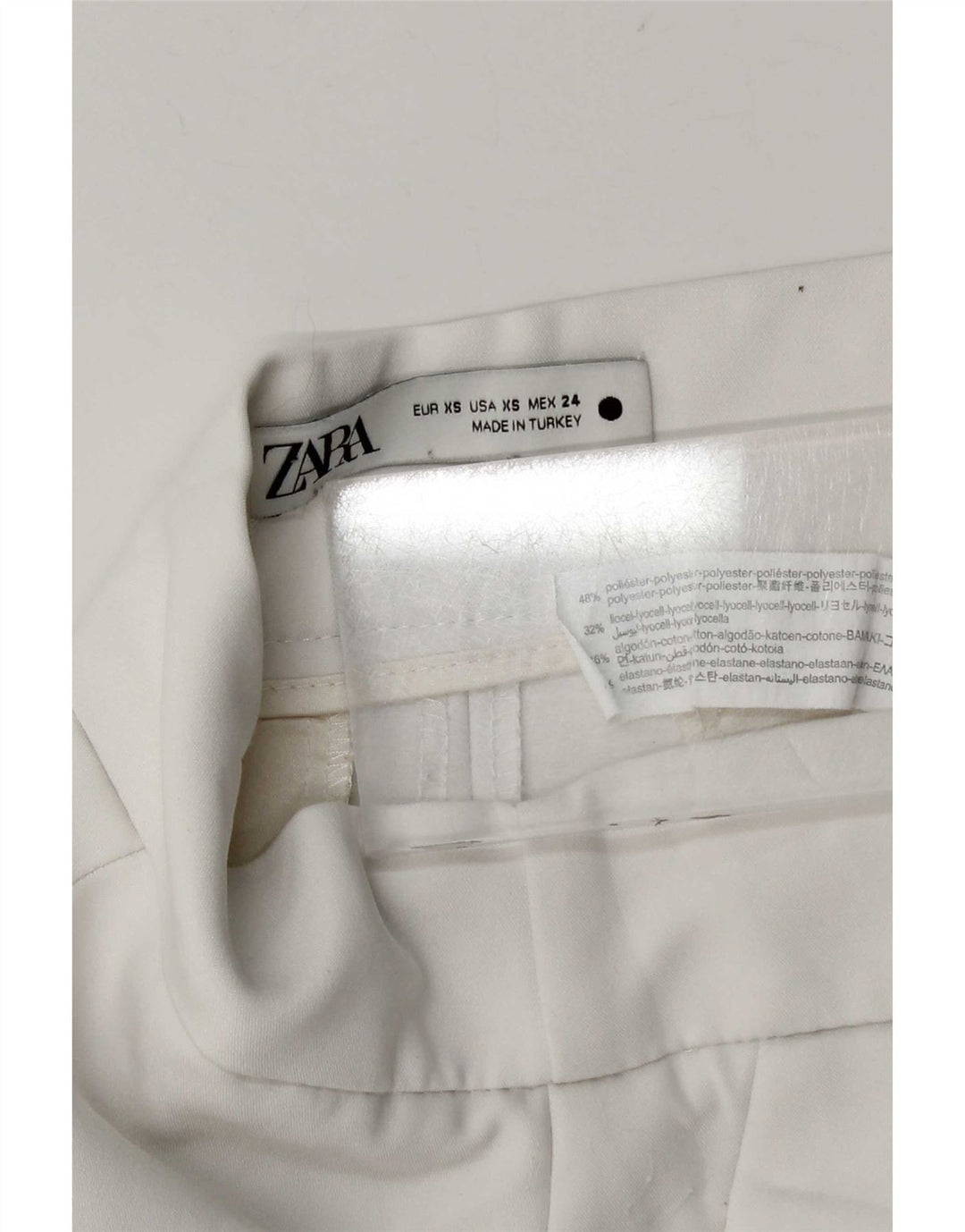 Zara Damen Chinoshorts XS W24 Weiß Polyester