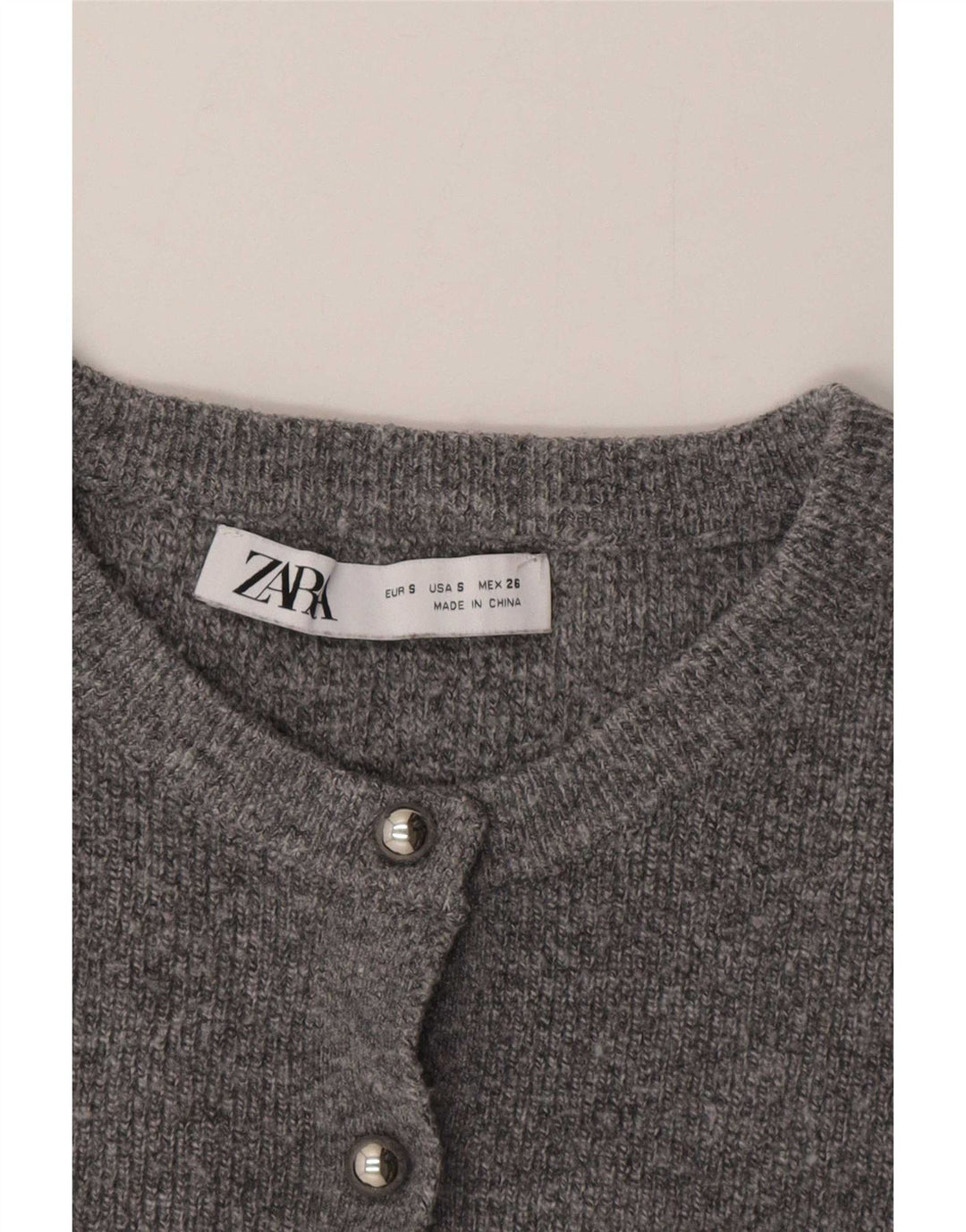 Zara Damen Crop Cardigan Pullover UK 10 Small Grau