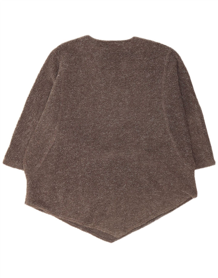 VINTAGE Damen Übergroßer Pullover mit U-Boot-Ausschnitt, UK 14, Mittelgrau