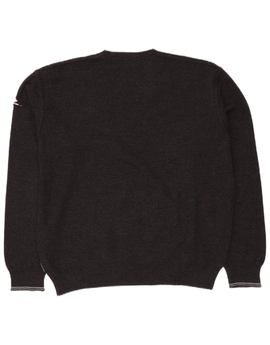 Il Granchio Herren-Pullover mit V-Ausschnitt, groß, graue, geometrische Schurwolle