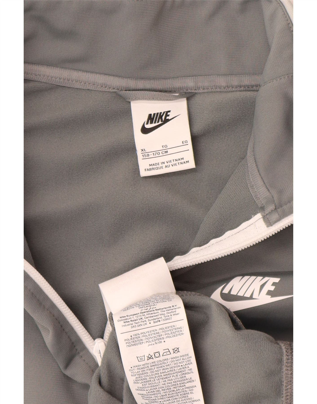 Nike Jungen-Trainingsanzug-Top-Jacke, 13–14 Jahre, XL, graues Polyester