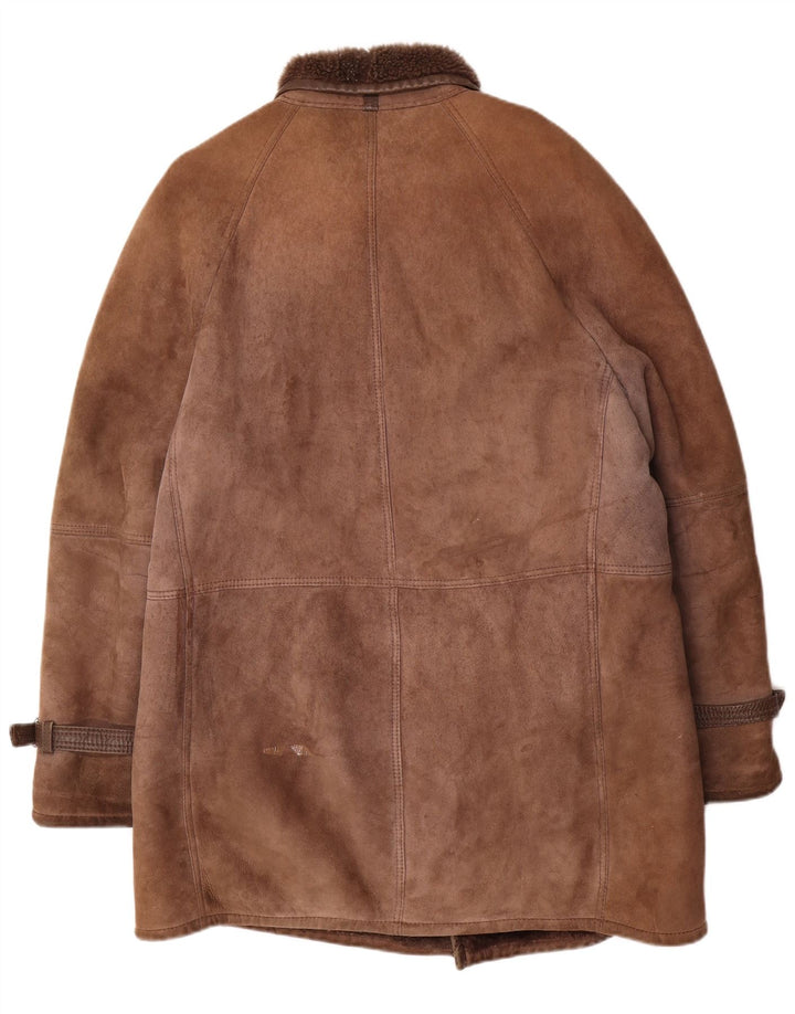 Vintage Herren Shearling Overcoat UK 40 Large Braun