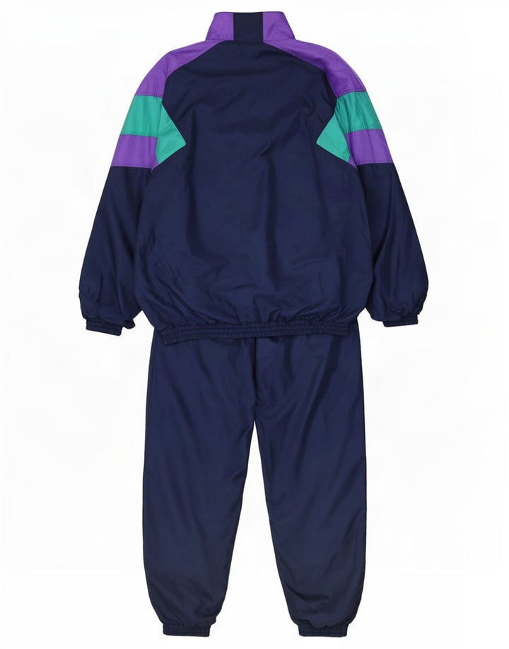 Vintage Herren-Trainingsanzug, mittelgroß, marineblau, Colourblock-Polyamid