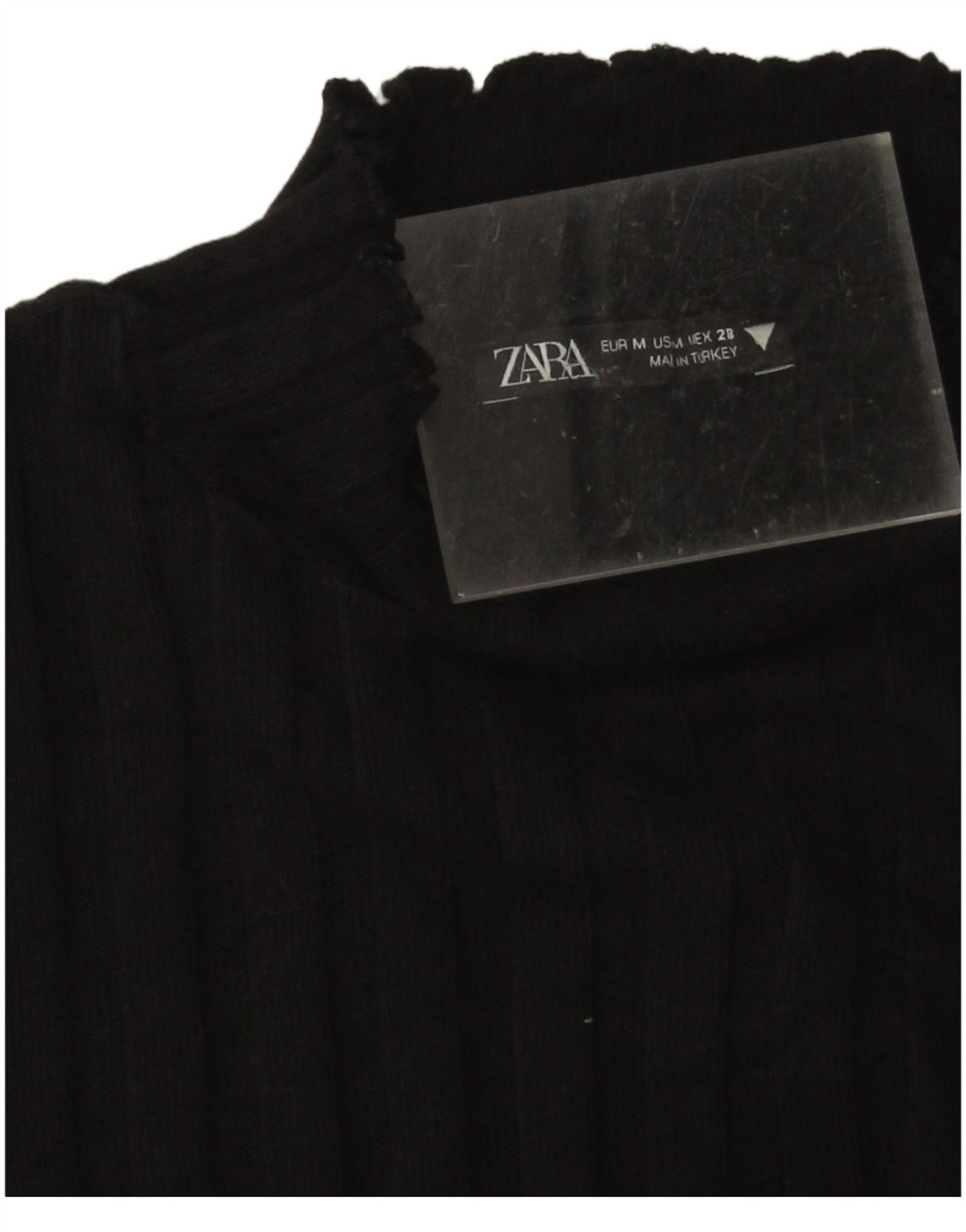 Zara Damen Crop Rollkragenpullover Pullover UK 12 Medium Schwarz