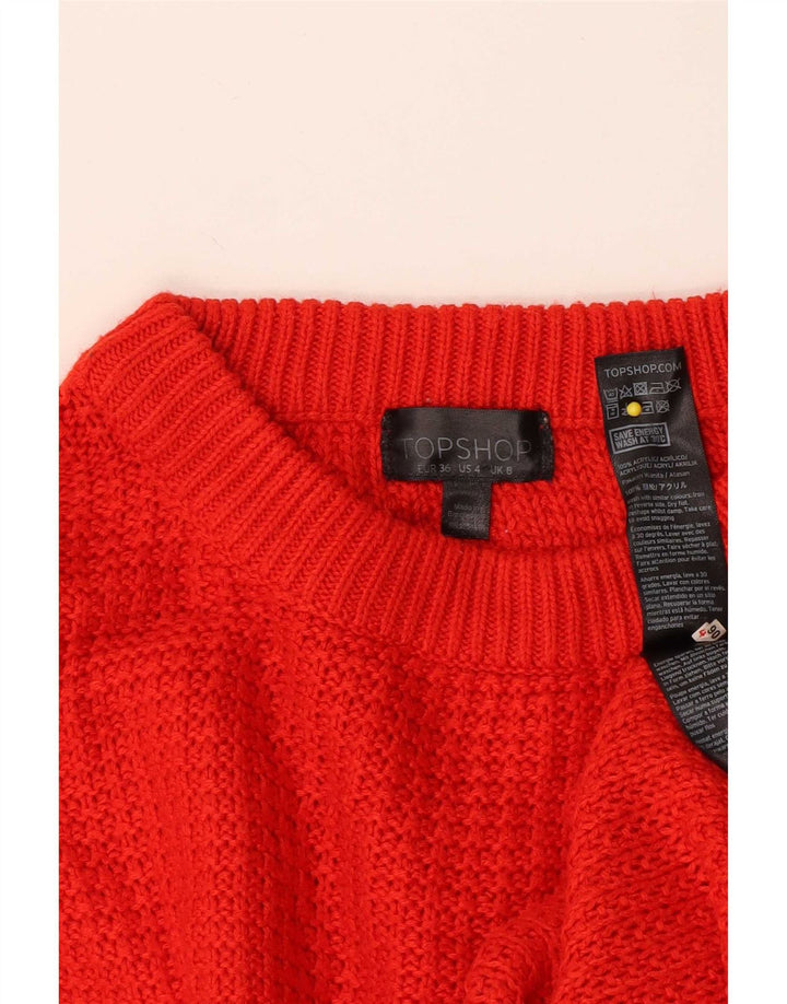 Topshop Damen-Pullover, bauchfrei, übergroß, Rundhalsausschnitt, Gr. 8, Rot