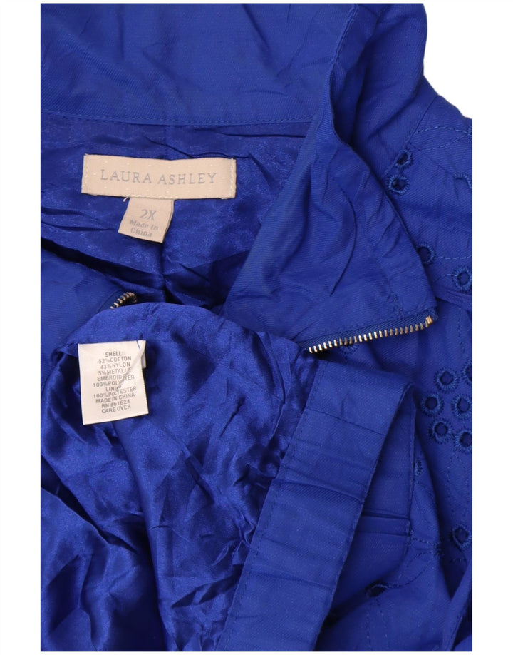 Laura Ashley Damen Bomberjacke UK 20 2XL Blaue Baumwolle