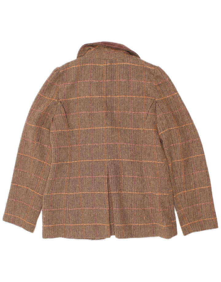Monsoon Mädchen-Blazer mit 3 Knöpfen, 9–10 Jahre, braun kariert