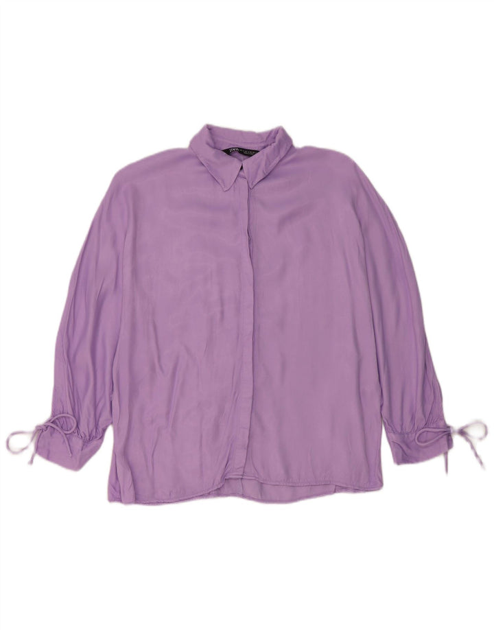 Übergroße Hemdbluse für Damen von Zara, Gr. 10, Größe S, Lila