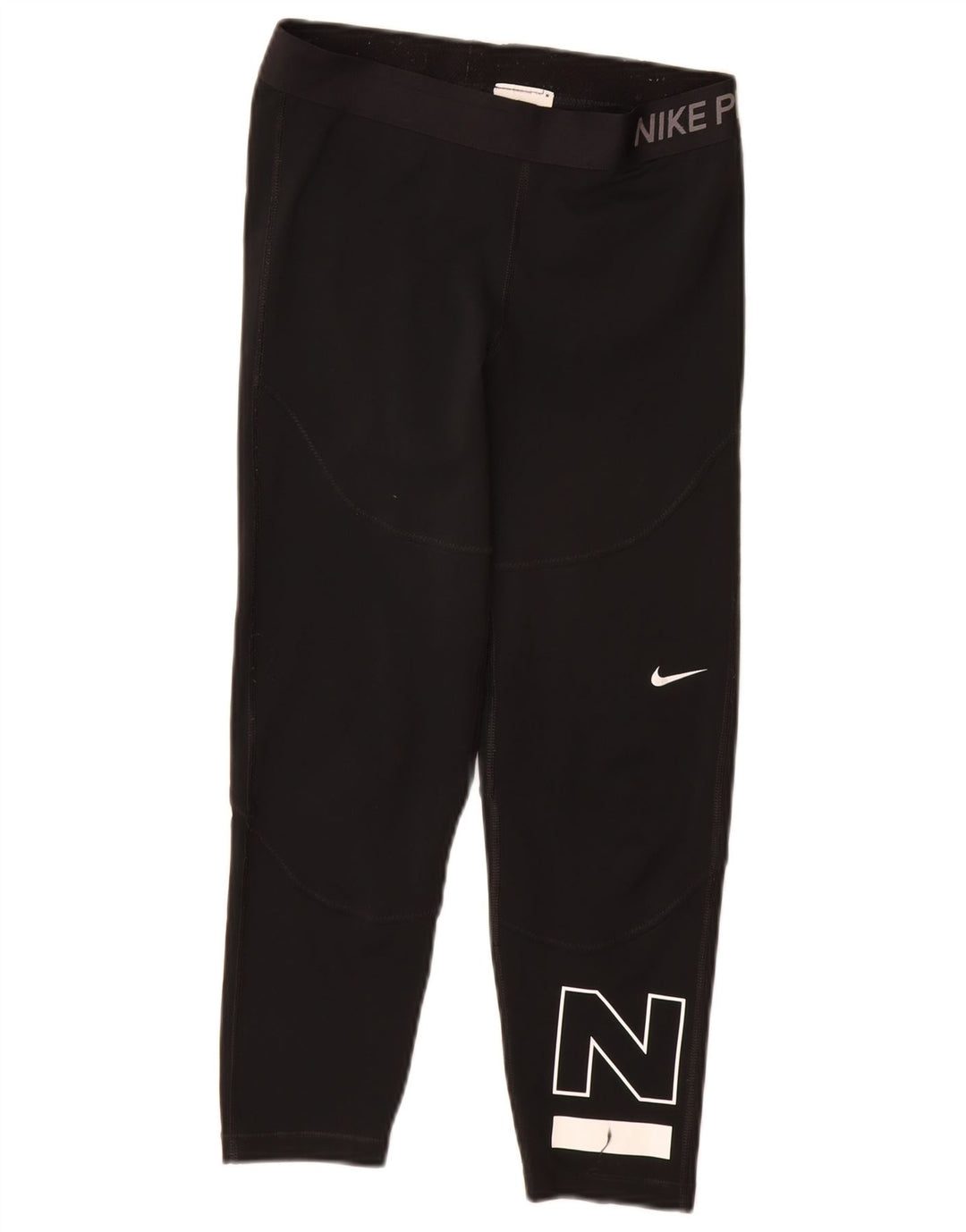 Nike Womens Graphic Crop Leggings UK 8 Small Schwarz Polyester