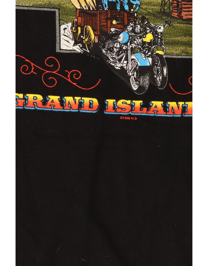 HARLEY DAVIDSON Mens 1998 Graphic Top Long Sleeve Large Black Cotton 90s Vintage Harley Davidson and Second-Hand Harley Davidson from Messina Hembry 