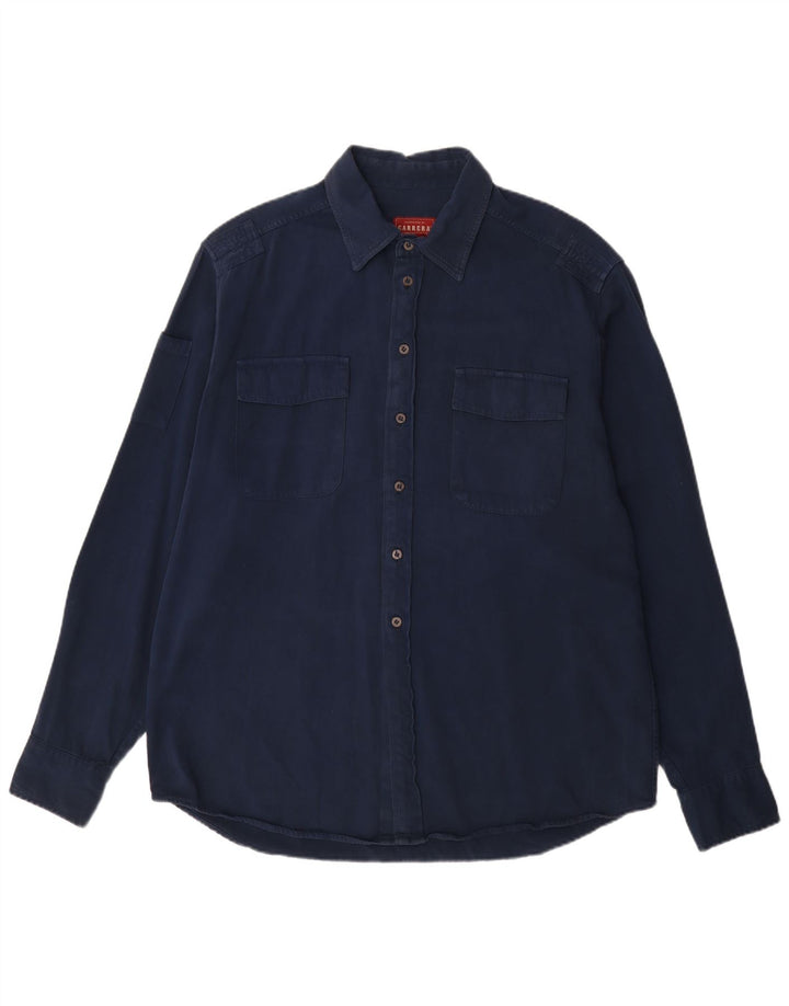 Carrera Herrenhemd Größe 43/44 XL Marineblaue Baumwolle
