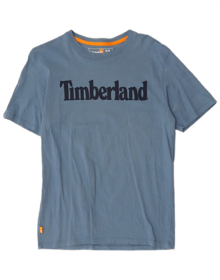 TIMBERLAND Herren-T-Shirt mit normaler Passform, mittelblauer Baumwolle, Grafik