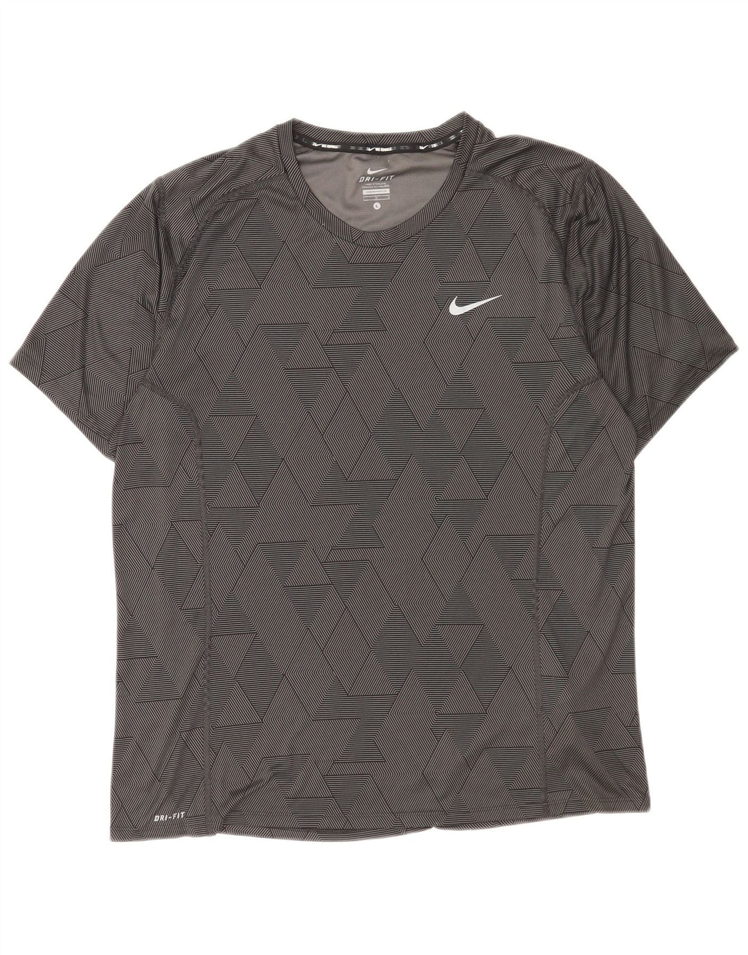 Nike Herren Dri Fit T-Shirt-Oberteil, großes, schwarzes, geometrisches Polyester