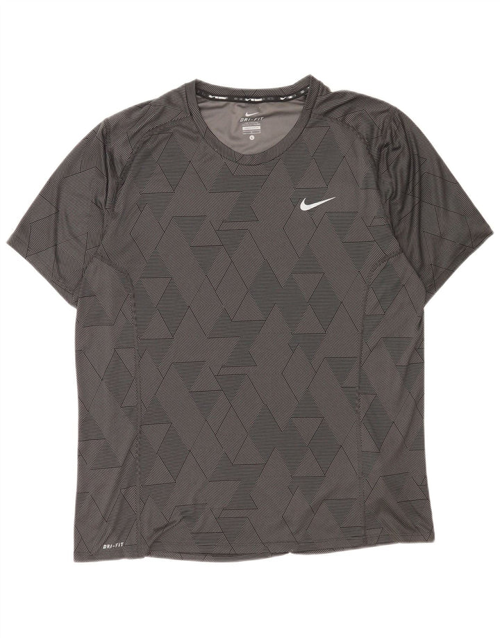 Nike Herren Dri Fit T-Shirt-Oberteil, großes, schwarzes, geometrisches Polyester