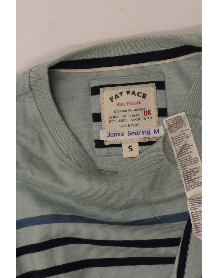 Fat Face Herren-Top, langärmelig, klein, blau gestreift, Baumwolle