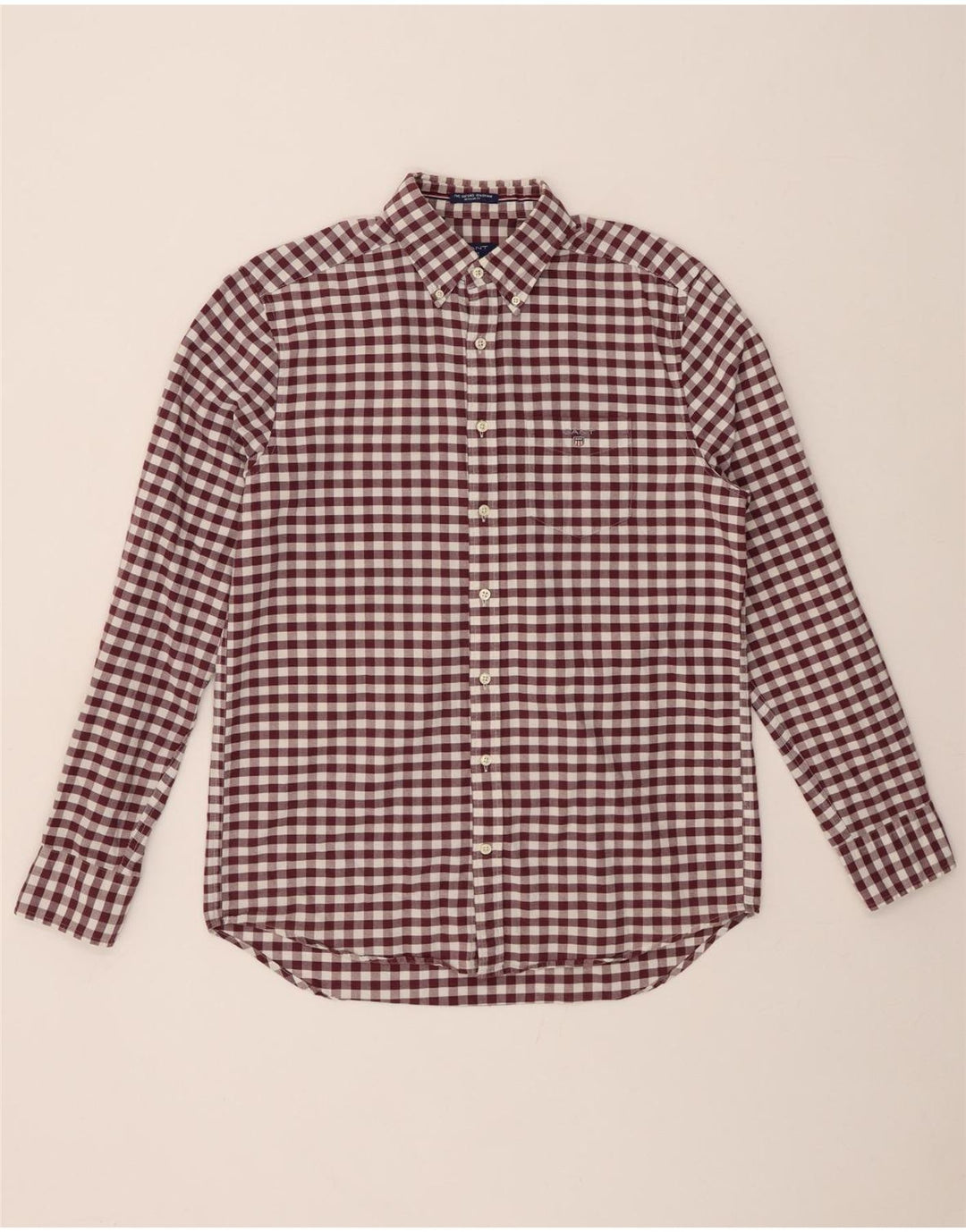 GANT Herrenhemd Größe 39/40 15 1/2 Medium Maroon Gingham Cotton