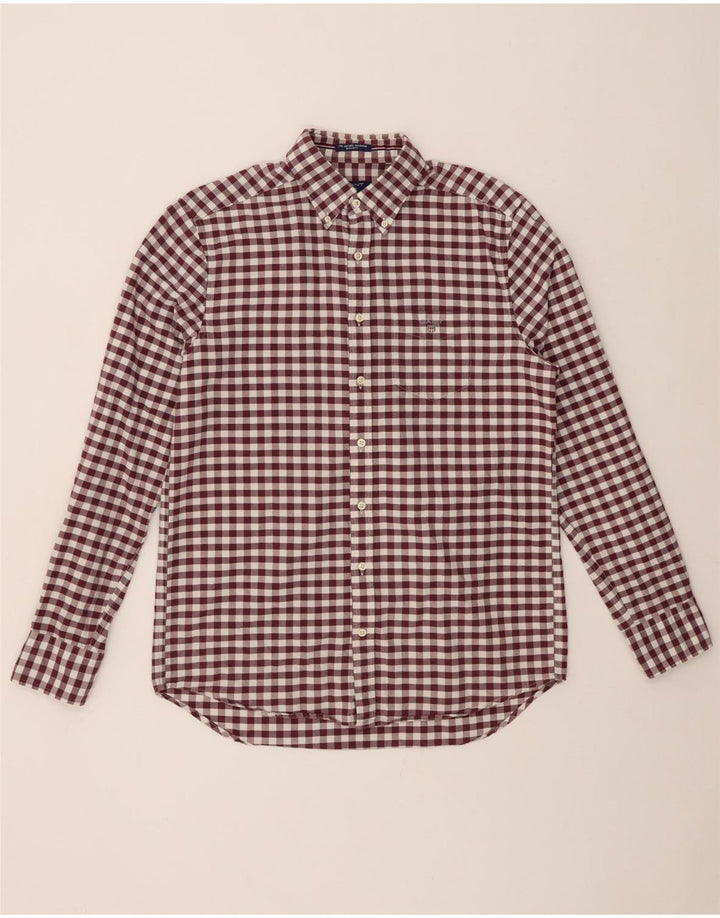GANT Herrenhemd Größe 39/40 15 1/2 Medium Maroon Gingham Cotton