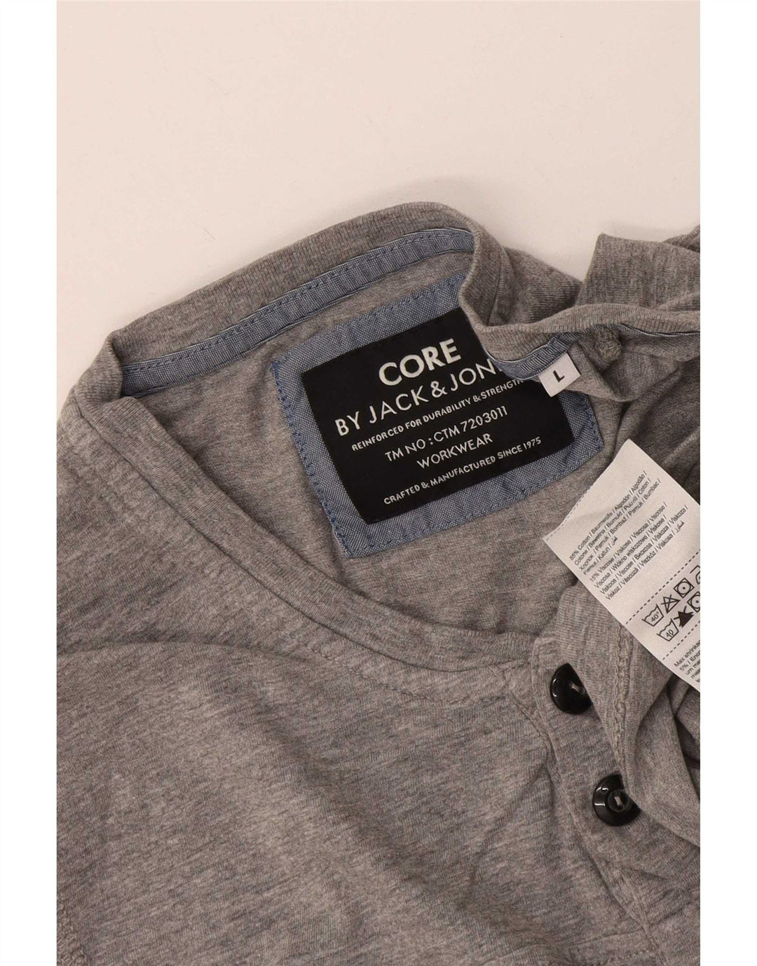 Jack & Jones Herren-Oberteil, langärmelig, groß, grau gefleckte Baumwolle