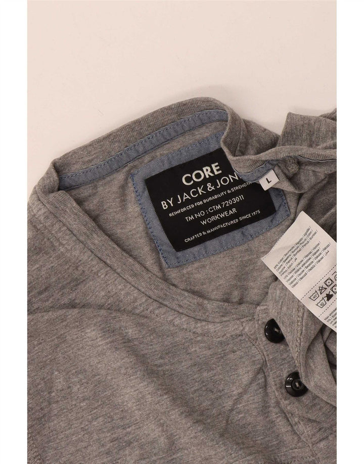 Jack & Jones Herren-Oberteil, langärmelig, groß, grau gefleckte Baumwolle